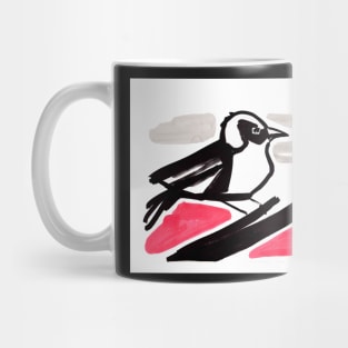Black and red bird illustration Mug